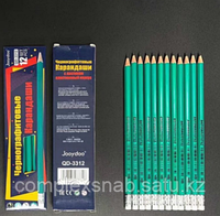 Простой карандаш с ластиком Jooydoo, пластиковый корпус, 12 шт/уп