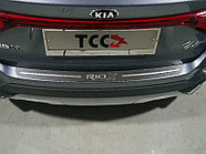 Накладка на задний бампер (лист шлифованный надпись RIO X) ТСС для Kia Rio X 2020-