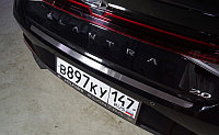 Накладка на задний бампер (лист шлифованный) ТСС для Hyundai Elantra 2020-