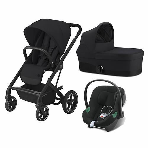 Коляска 3в1 Cybex Balios S Lux BLK с автокреслом Aton B2 i-Size и дождевиком цвет Deep Black