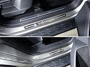 Накладки на пороги внешние (лист шлифованный надпись Volkswagen) 4шт ТСС для Volkswagen Tiguan 2017-2021