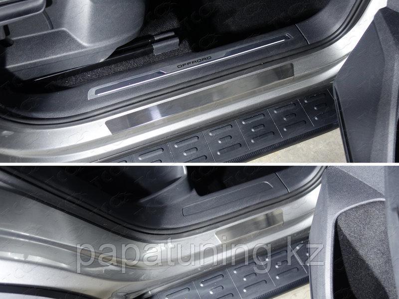 Накладки на пороги внешние (лист шлифованный) 4шт ТСС для Volkswagen Tiguan 2017-2021 - фото 1 - id-p108851916