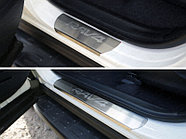 Накладки на пороги (лист шлифованный надпись RAV4) ТСС для Toyota RAV4 2015-2019