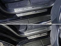 Накладки на пороги с гибом (лист шлифованный надпись LC 200) 4шт ТСС для Toyota Land Cruiser 200 EXECUTIVE
