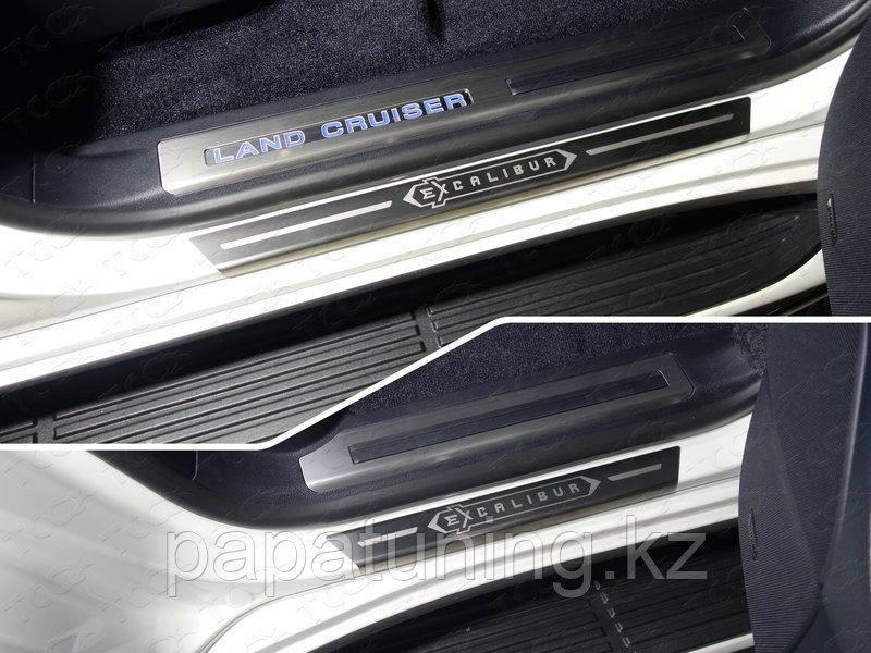 Накладки на пороги с гибом (лист шлифованный надпись Excalibur) 4шт ТСС для Toyota Land Cruiser 200 EXCALIBUR - фото 1 - id-p108851837