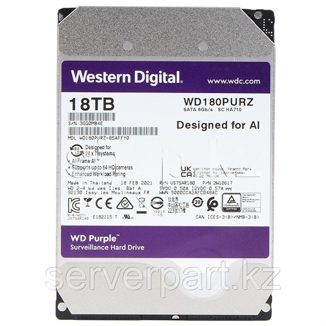 Жесткий диск WD Purple 18TB 5.4K SATA 3.5" Video