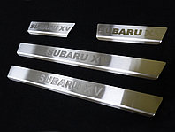Накладки на пороги (лист шлифованный надпись Subaru XV) 4шт ТСС для Subaru XV 2012-2017