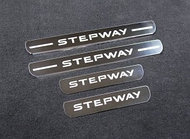 Накладки на пороги (лист шлифованный надпись Stepway) 4шт ТСС для Renault Sandero Stepway (5S) 2018-