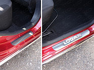 Накладки на пороги (лист шлифованный надпись Logan) 4шт ТСС для Renault Logan 2014-2018