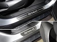 Накладки на пороги (лист шлифованный надпись Renault) 4шт ТСС для Renault Koleos 2017-