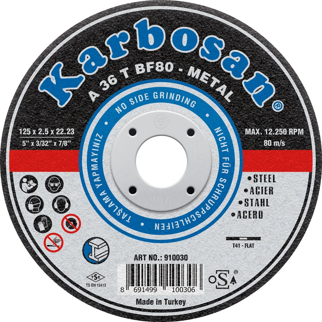 Круги отрезные 180x1,6x22 для металла  Karbosan A36R T41