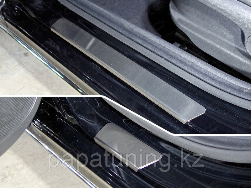 Накладки на пороги (лист шлифованный) 4 шт ТСС для Hyundai Solaris 2 (седан) 2017- - фото 1 - id-p108851596