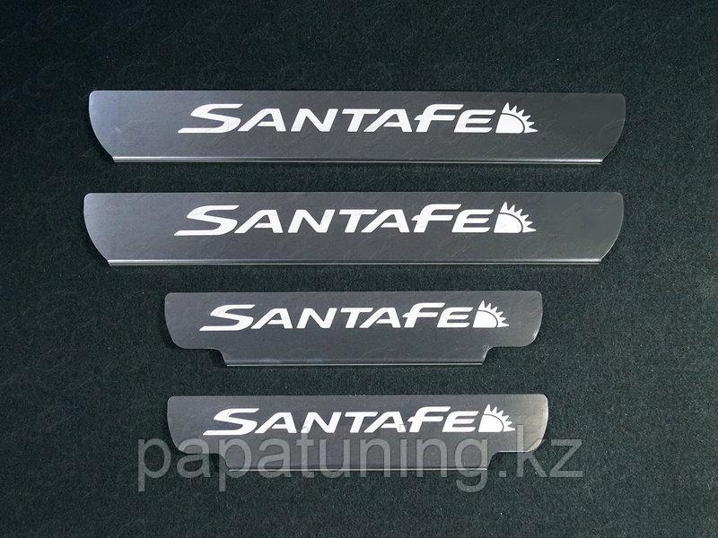 Накладки на пороги (лист шлифованный надпись Santa Fe) 4шт ТСС для Hyundai Santa Fe (TM) 2018-2020 - фото 2 - id-p108851591