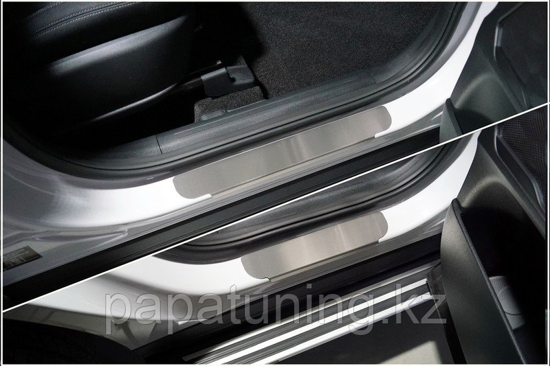 Накладки на пороги (лист шлифованный) 4шт ТСС для Hyundai Santa Fe 2021- - фото 1 - id-p108851592