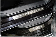 Накладки на пороги (лист шлифованный надпись Jolion) 4шт ТСС для HAVAL Jolion (1,5 л., 2WD) 2021-