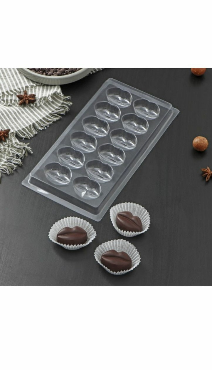 Форма для шоколада и конфет поцелуй 12 ячеек. 22*11 см - фото 1 - id-p108915706