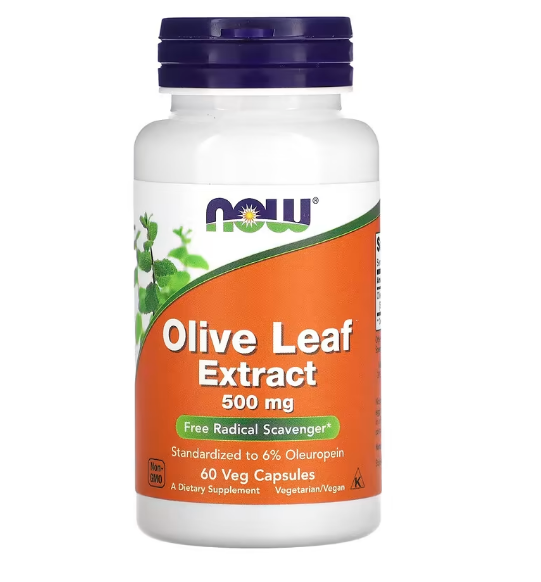 NOW Foods, Экстракт оливковых листьев, 500 мг, 60 растительных капсул