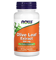 NOW Foods, Экстракт оливковых листьев, 500 мг, 60 растительных капсул