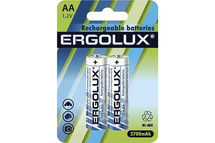 Батарейки-аккумулятор Ergolux AA-2700mAh Ni-Mh BL-2 (2 батарейки)