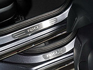 Накладки на пороги (лист шлифованный надпись RIO X) 4шт ТСС для Kia Rio X 2020-