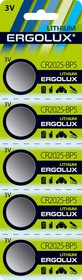 Ergolux.CR2025 BL-5 (CR2025-BP5, батарейка литиевая,3V)