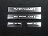 Накладки на пороги (лист шлифованный надпись Wrangler) 4шт ТСС для Jeep Wrangler 5D (2.0T, JL) 2018-