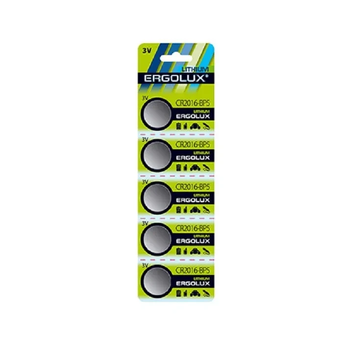 Ergolux Элемент питания батарейки дисковые CR2016 BL-5 (CR2016-BP5, литиевый,3V) 5 шт в комплекте - фото 2 - id-p108917419