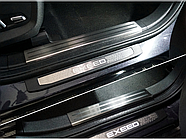 Накладки на пластиковые пороги (лист шлифованный с полосой) 4 шт ТСС для Exeed VX 2.0L 4WD 2021-