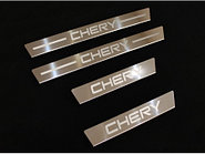 Накладки на пороги (лист шлифованный надпись Chery) 4шт ТСС для Chery Tiggo 8 2020-