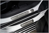 Накладки на пороги (лист шлифованный надпись Changan) 4шт ТСС для Changan CS35 plus2WD 1.5T 2023-