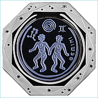 Монета "Знак зодиака - Близнецы" 100 тенге (Серебро 925 / Тантал)
