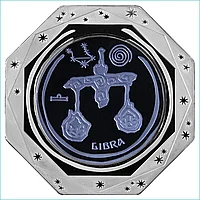 Монета "Знак зодиака - Весы" 100 тенге (Серебро 925 / Тантал)