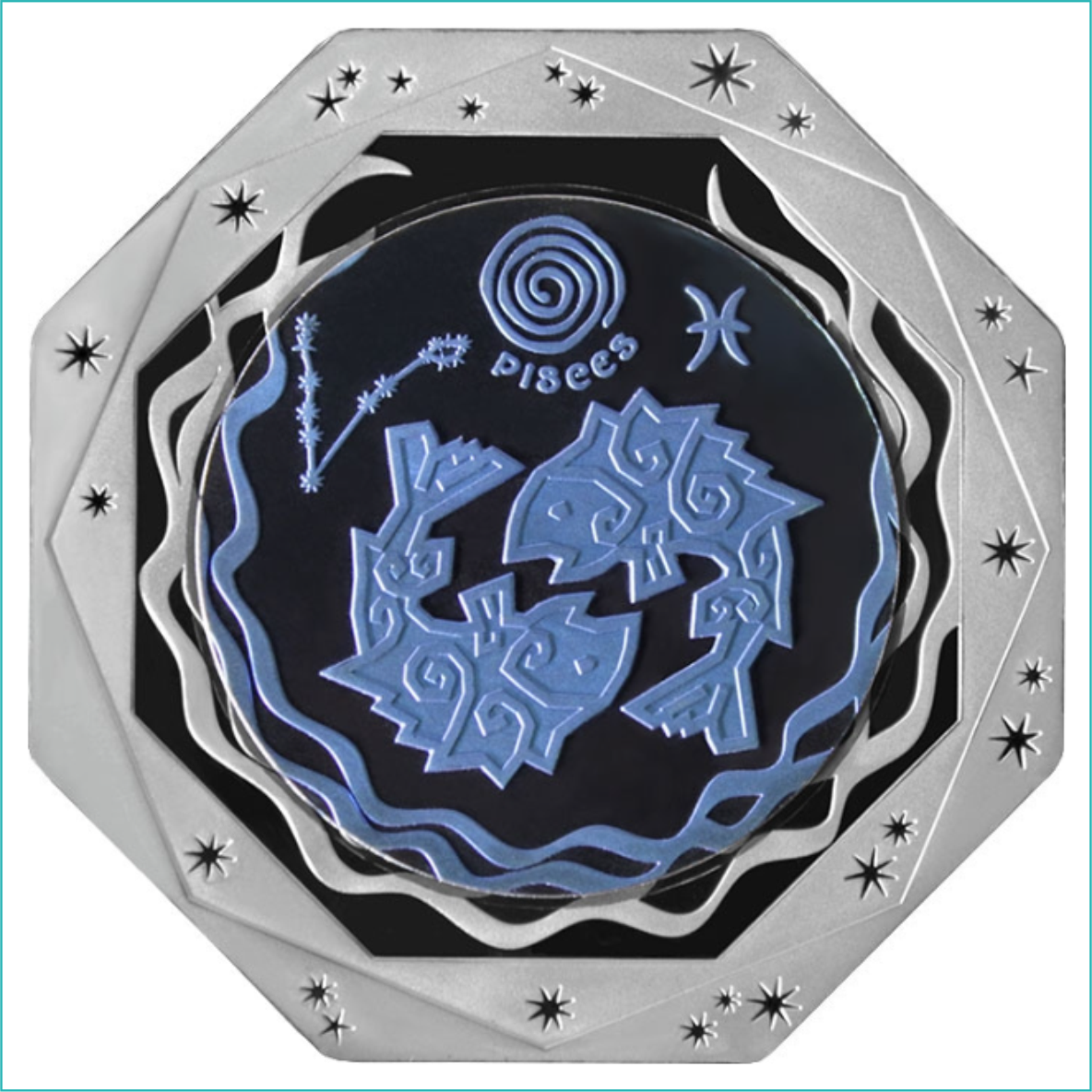 Монета "Знак зодиака - Рыбы" 100 тенге (Серебро 925 / Тантал)
