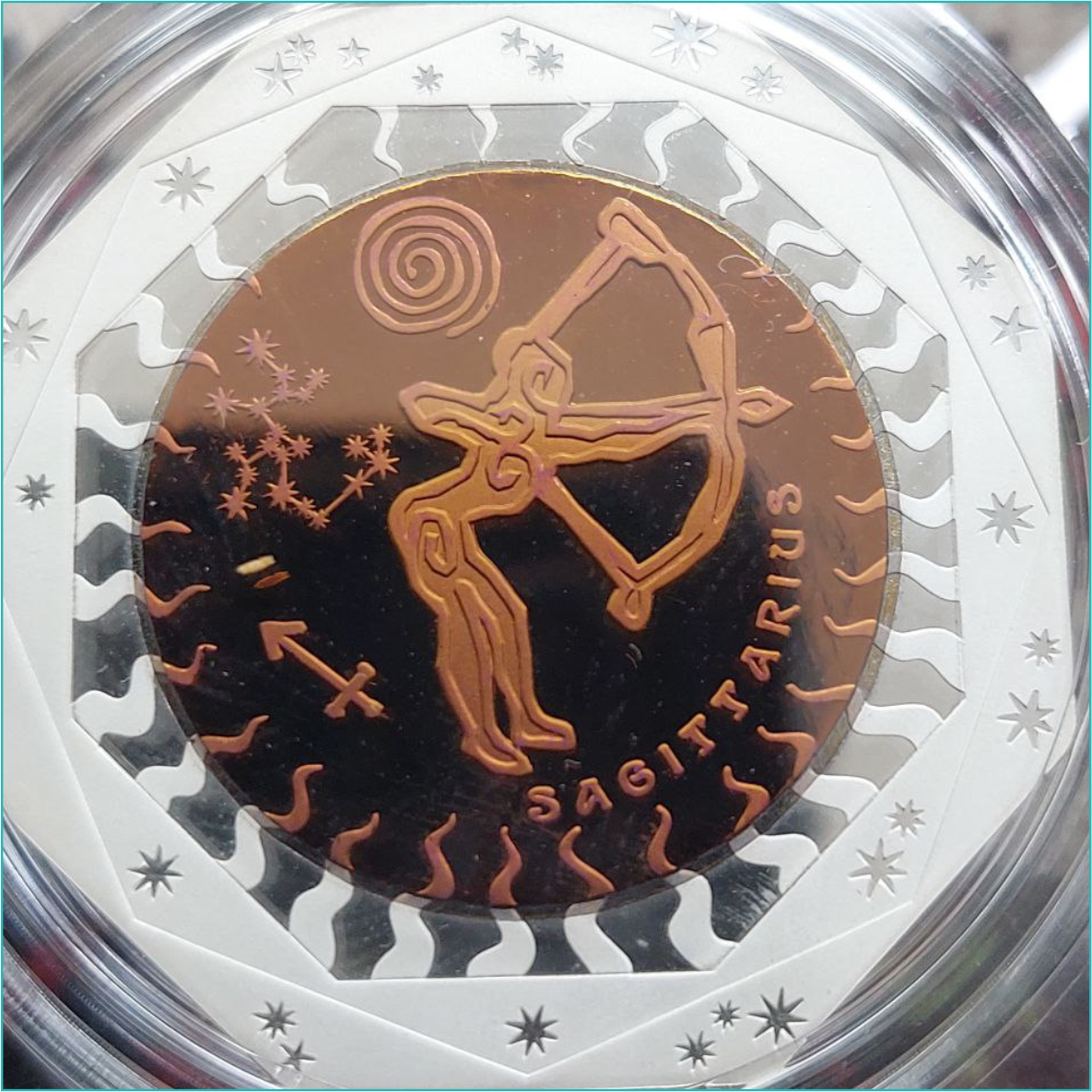 Монета "Знак зодиака - Стрелец" 100 тенге (Серебро 925 / Тантал) - фото 3 - id-p108918356