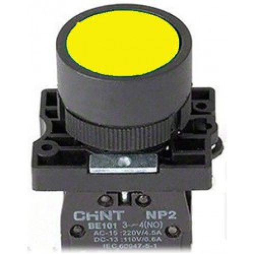Кнопка управления NP2-BA51 без подсветки желтая 1НО IP40 (CHINT) 574844 - фото 1 - id-p108749387