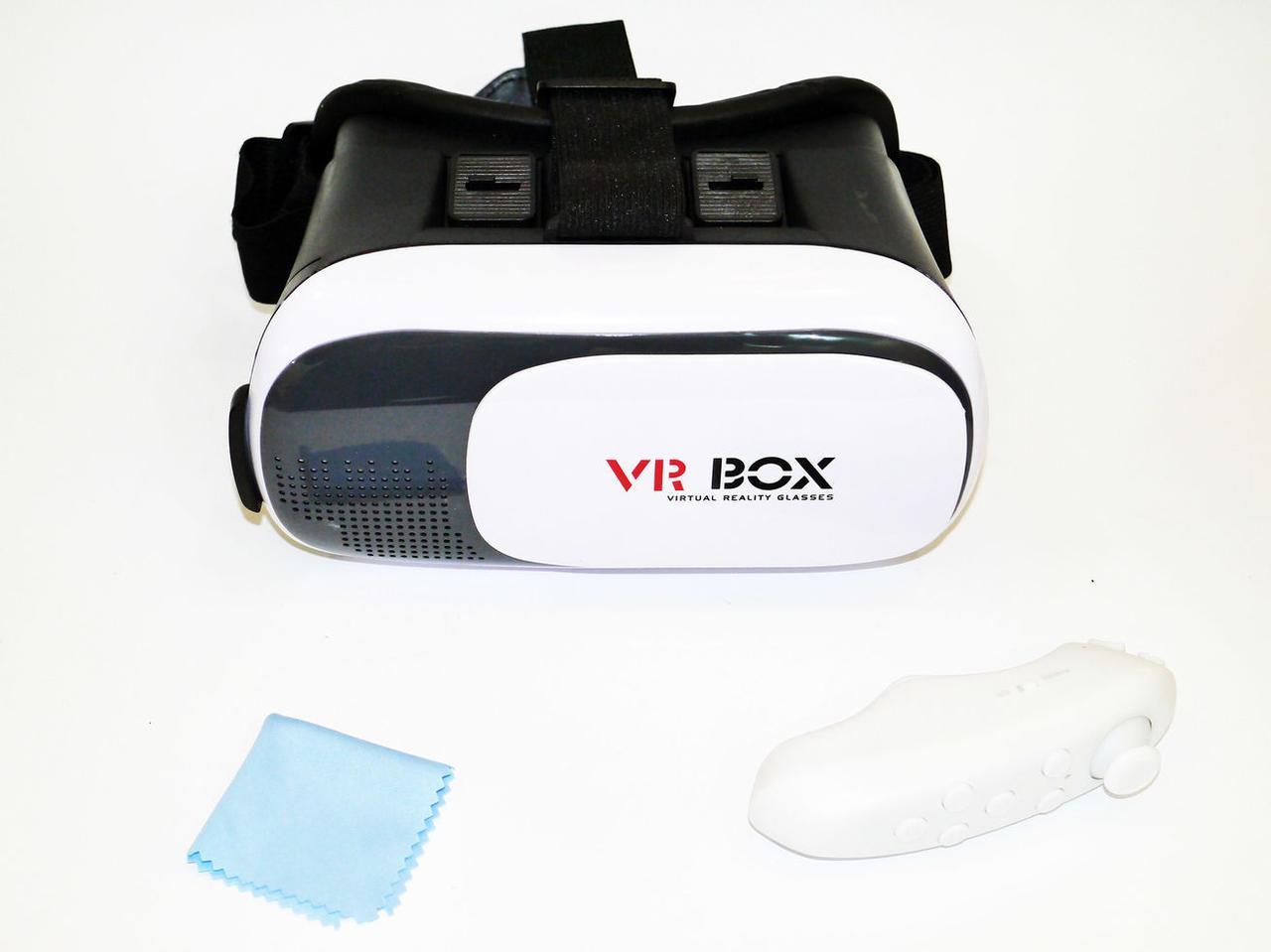Очки виртуальной реальности VR Box 3D Glasses белые с пультом - фото 3 - id-p108928873