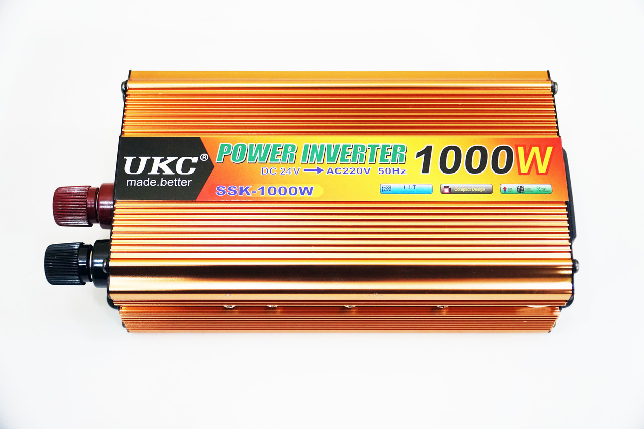 Инвертор UKC 1000W 24V Преобразователь тока AC/DC Gold - фото 1 - id-p108928878
