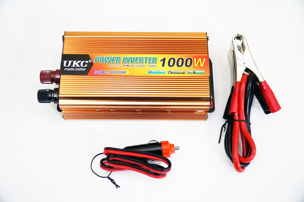 Инвертор UKC 1000W 24V Преобразователь тока AC/DC Gold - фото 3 - id-p108928878