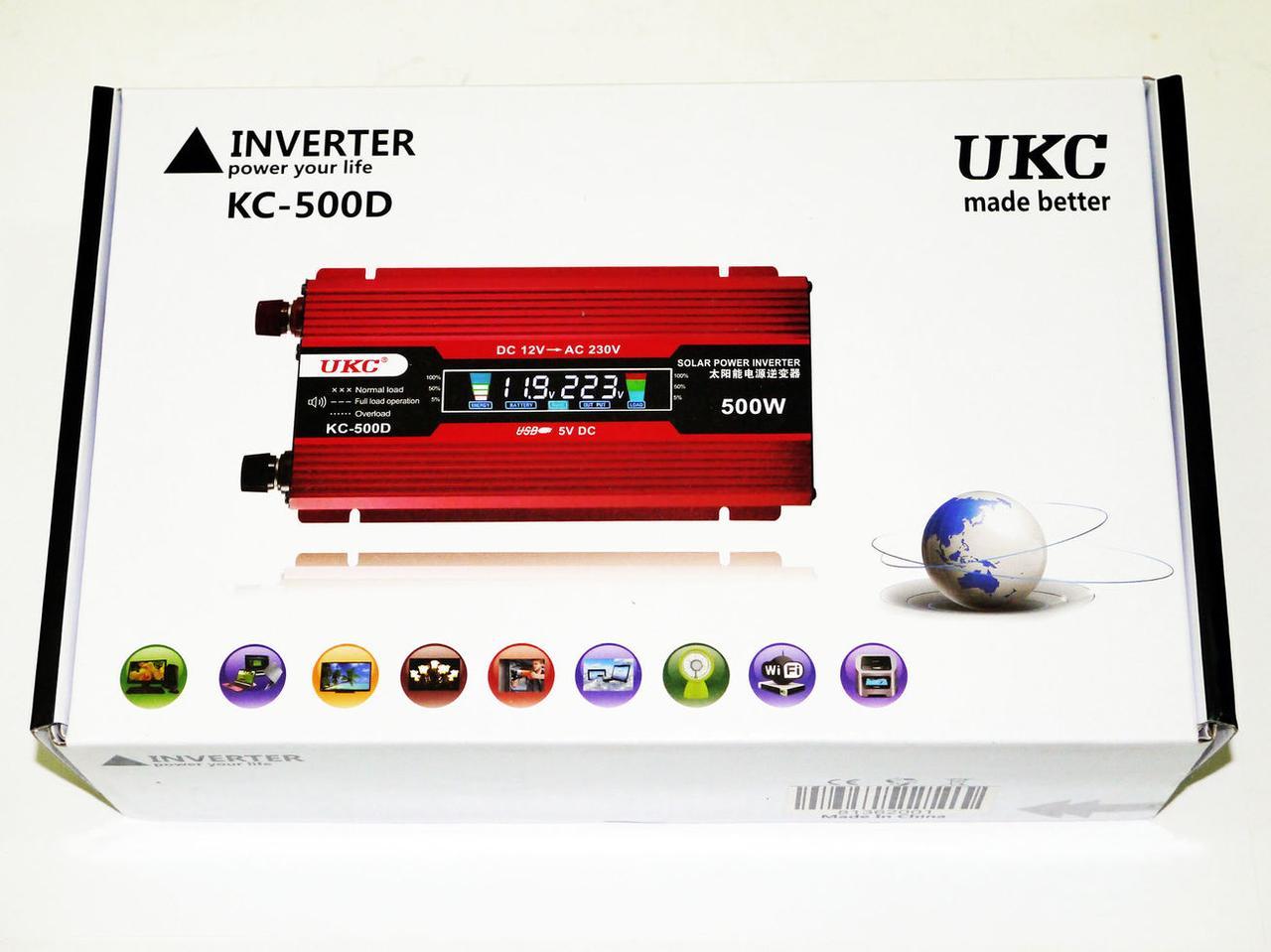 Преобразователь тока AC/DC UKC 500W KC-500D с LCD дисплеем - фото 6 - id-p108928884