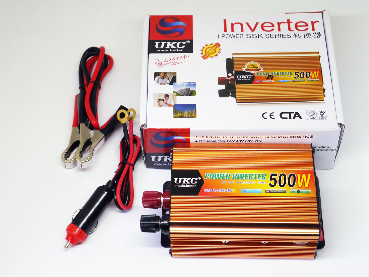 Инвертор UKC 500W 24V Преобразователь тока AC/DC Gold - фото 1 - id-p108928071
