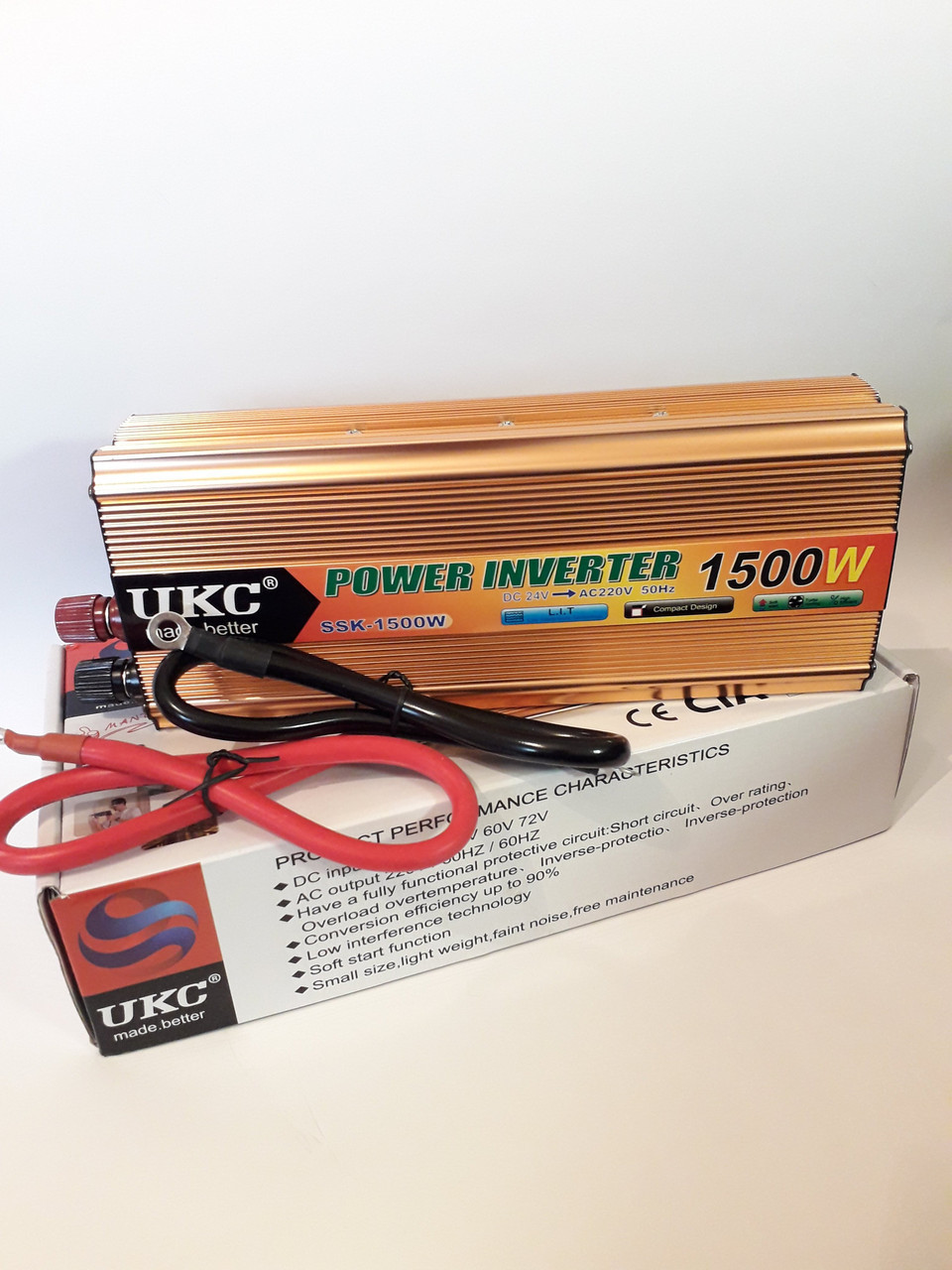 Инвертор UKC 1500W 24V Преобразователь тока AC/DC Gold - фото 1 - id-p108928072