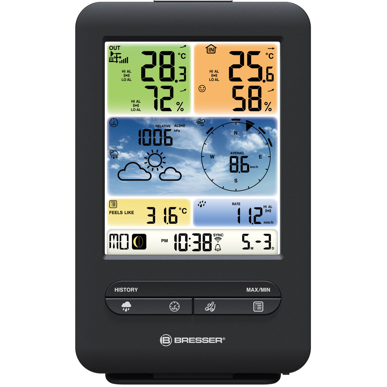 Метеостанция Bresser Weather Center 5-in-1 V WIFI Professional colour (7002585) - фото 4 - id-p108932977