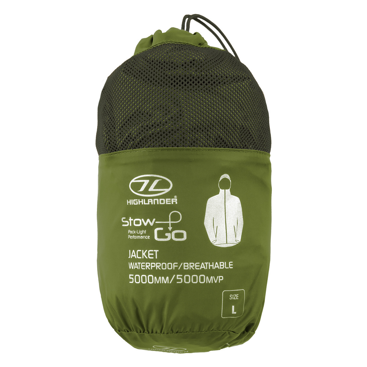 Ветровка мужская Highlander Stow & Go Pack Away Rain Jacket 6000 mm Olive L (JAC077-OG-L) - фото 6 - id-p108932198