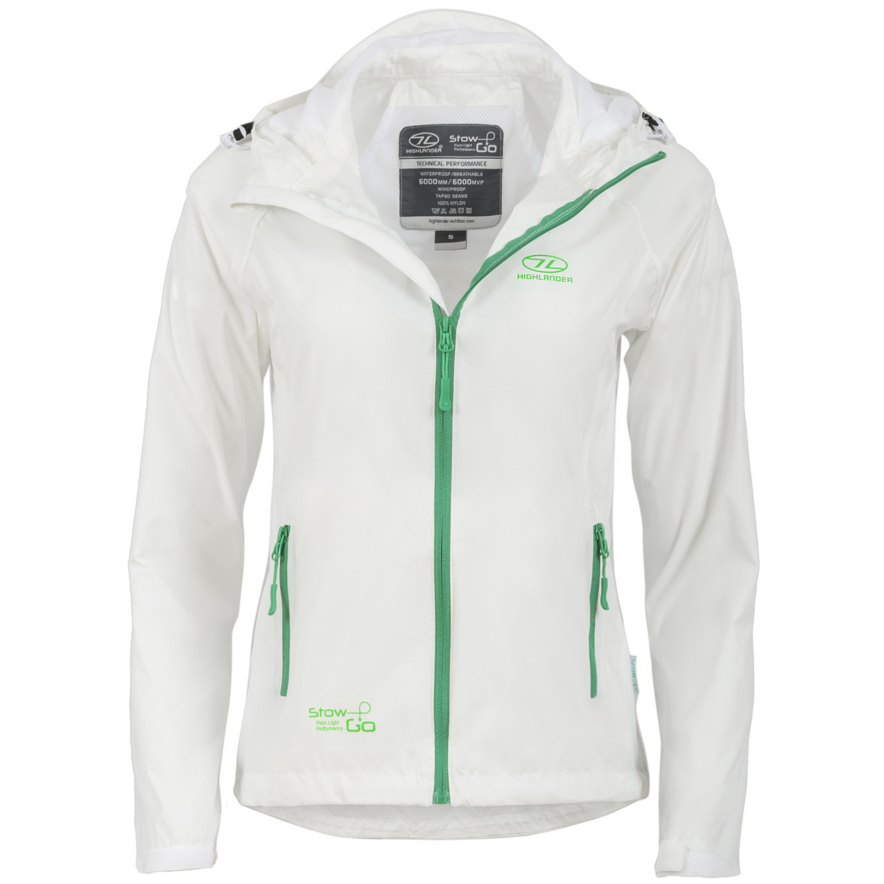 Ветровка женская Highlander Stow & Go Pack Away Rain Jacket 6000 mm White S (JAC077L-WE-S) - фото 4 - id-p108932215