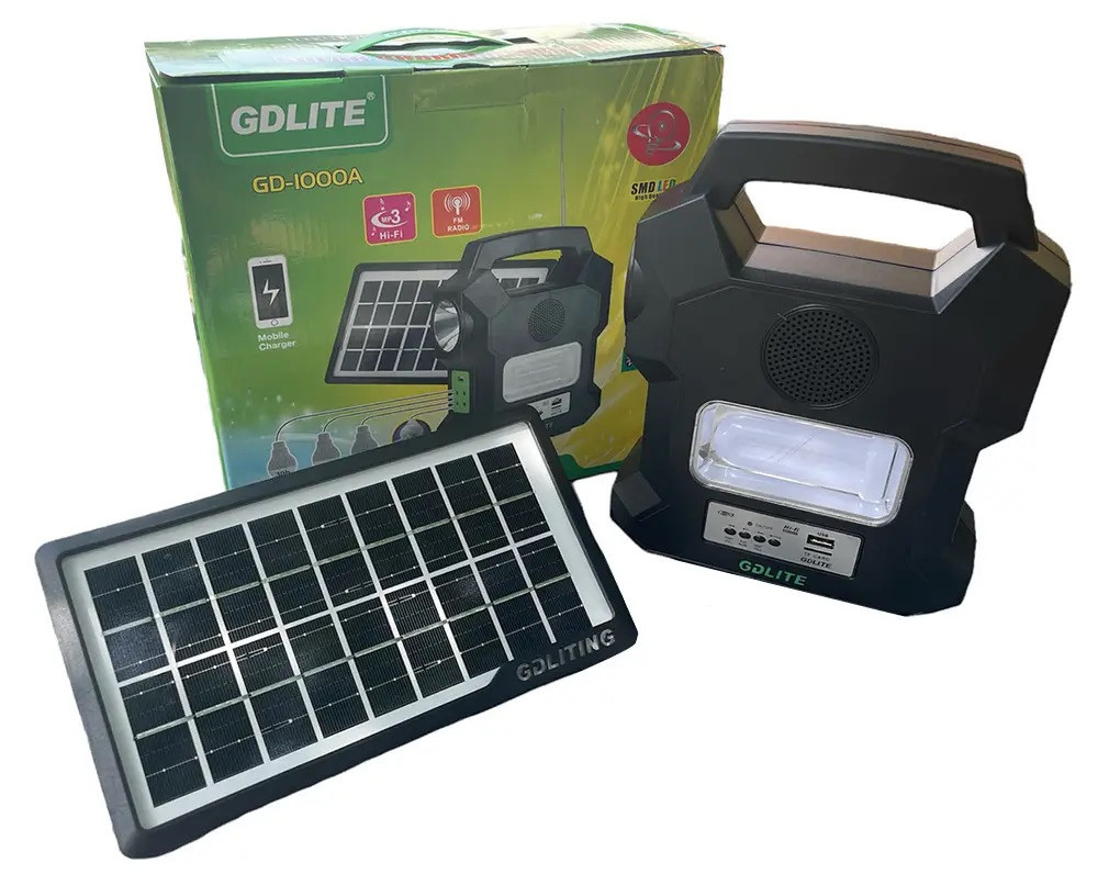 Портативная солнечная автономная система Solar GDLite GD-1000A + FM радио + Bluetooth - фото 1 - id-p108933323