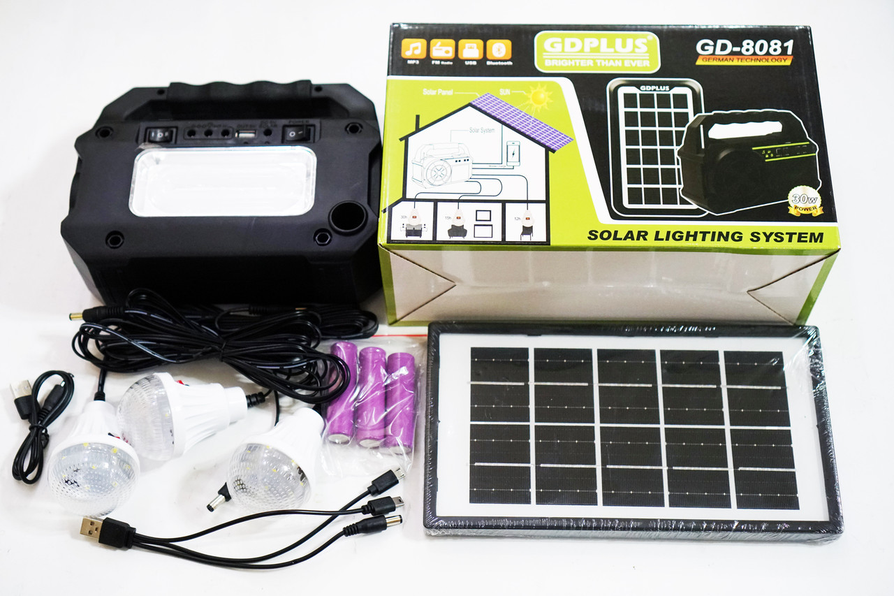 Портативная солнечная автономная система Solar GDPlus GD-8081 + FM радио + Bluetooth - фото 1 - id-p108933325