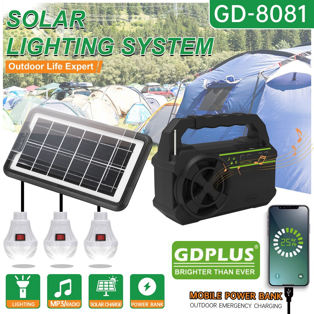 Портативная солнечная автономная система Solar GDPlus GD-8081 + FM радио + Bluetooth - фото 2 - id-p108933325