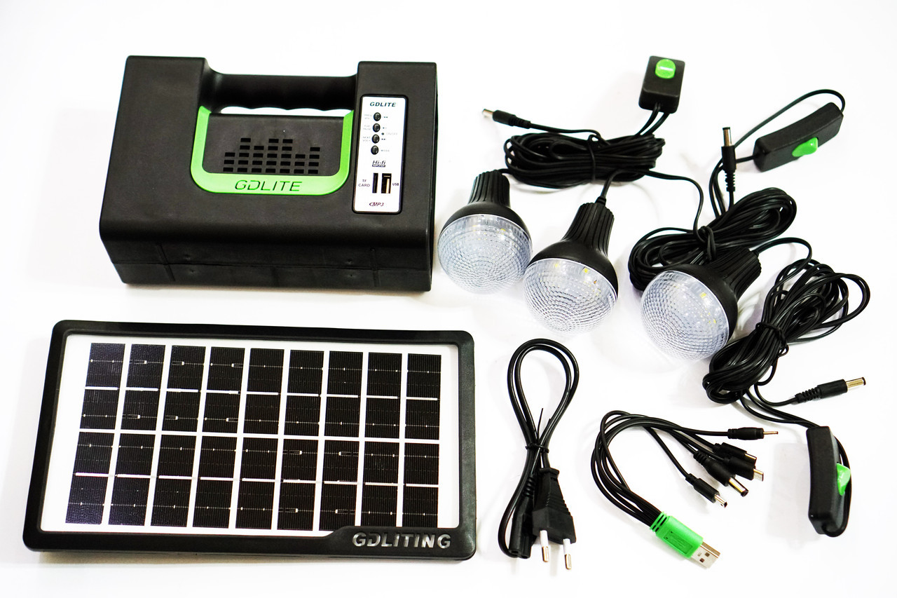 Портативная солнечная автономная система Solar GDLite GD10 + FM радио + Bluetooth - фото 1 - id-p108933338