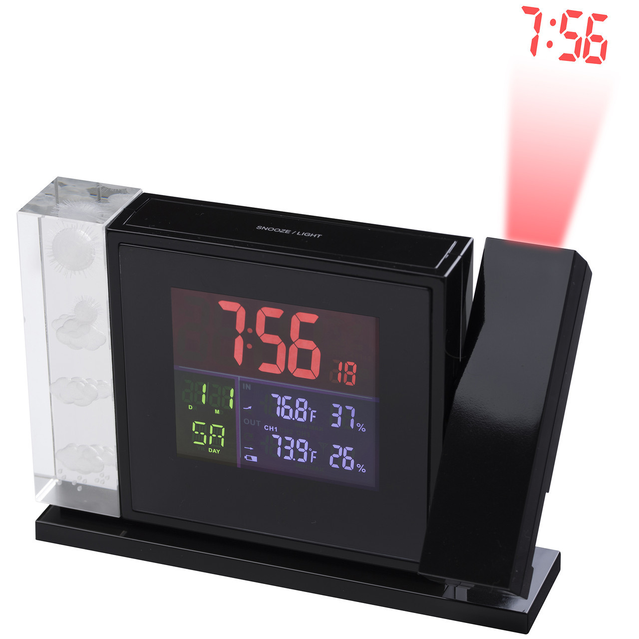 Метеостанция Bresser MyTime Crystal P Colour Projection Alarm Clock and Weather Stations Black (7060100) - фото 1 - id-p108932304