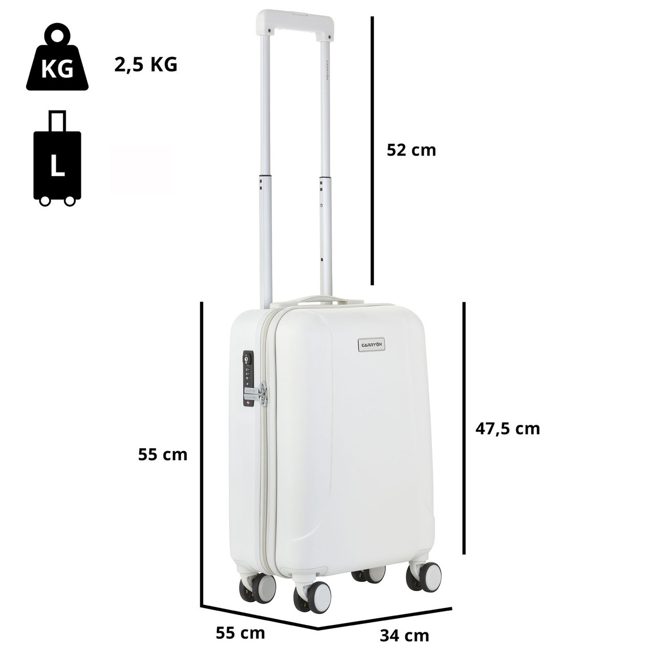 Чемодан CarryOn Skyhopper (S) White (502422) - фото 4 - id-p108932347